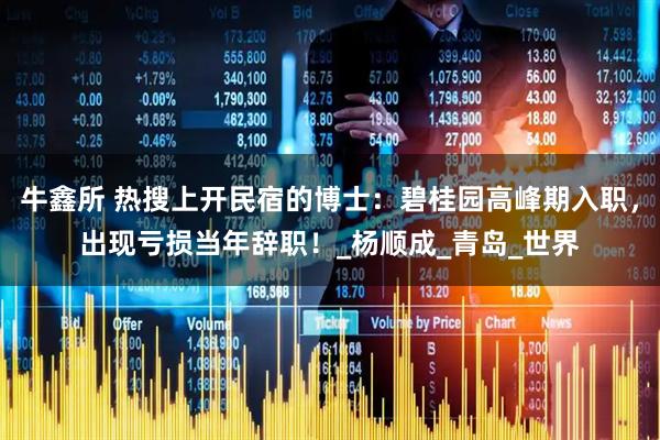 牛鑫所 热搜上开民宿的博士：碧桂园高峰期入职，出现亏损当年辞职！_杨顺成_青岛_世界